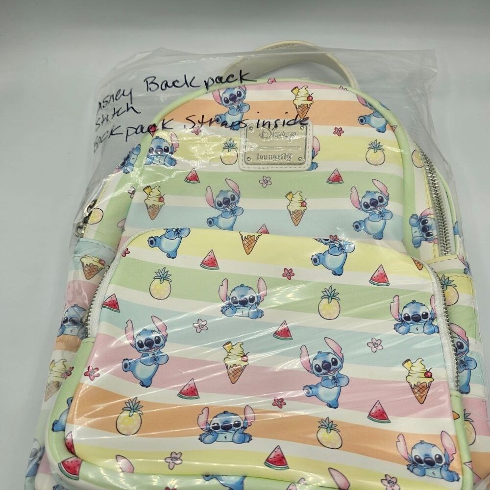 Disney Stitch Pastel Rainbow Summer Mini Backpack Watermelon Pineapple